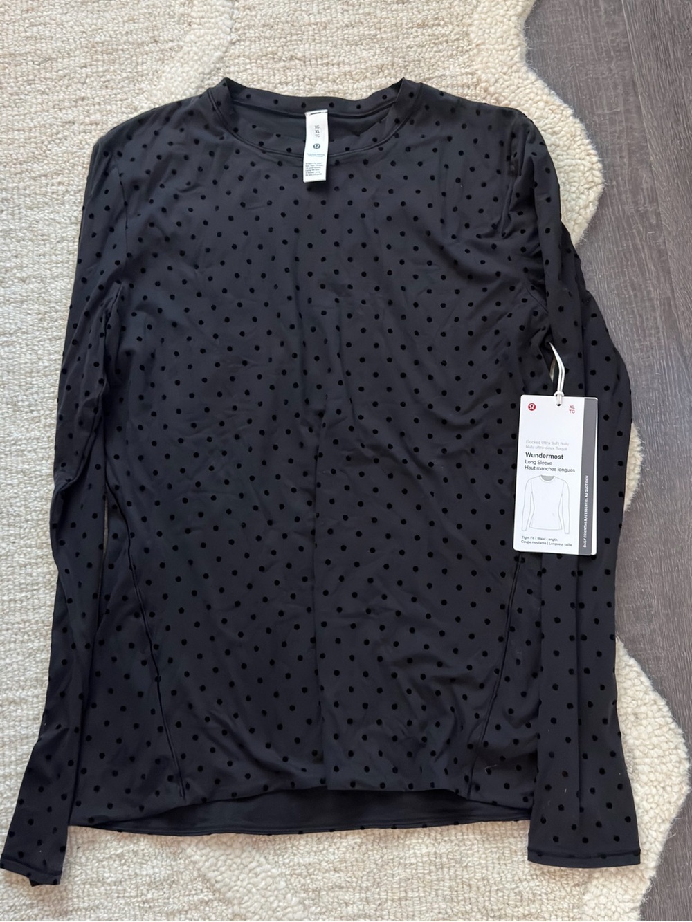 NWT Lululemon Wundermost Long Sleeve Flock polka dot